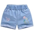 thumbnail image 1 of Odeerbi 3-10 Years Kids Girls Summer Denim Shorts Floral Embroidered Jean Shorts Casual Sports Shorts with Pockets, 1 of 3