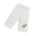 thumbnail image 1 of Odeerbi 3-10 Years Toddler Boys Girls Summer Modal Bermuda Shorts Lettuce Trim Rabbit Embroidered Capris Solid Color Casual Cropped Pants, 1 of 4