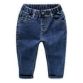 thumbnail image 1 of Odeerbi 3-10 Years Toddler Girls Jeans Cute Solid Color Denim Pants Trendy High Waisted Elastic Waist Cowboy Pants, 1 of 4