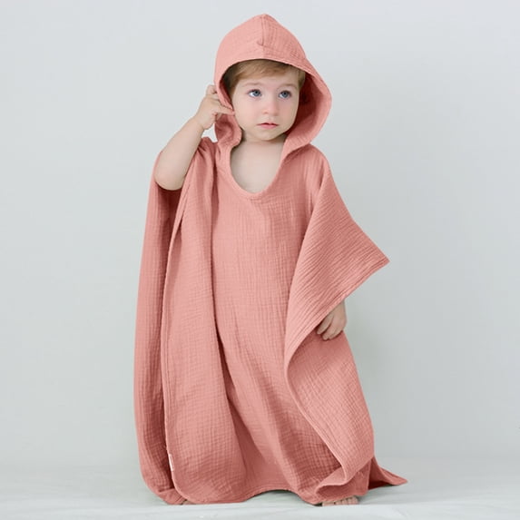 Odeerbi 3-10 Years Toddler Kids Boys Girls Hooded Towel Poncho Soft Cotton Gauze Absorbent Beach Robe Lightweight Quick Dry Bath Towel