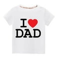 thumbnail image 1 of Odeerbi 3-10Y Kids Boys Girls Father's Day Cotton T-shirt Toddler Fashion Cute Solid Color Round Neck Heart Print Short Sleeve Top Baby Clothes White, 1 of 4