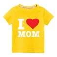 thumbnail image 1 of Odeerbi 3-10Y Toddler Boys Girls Mother's Day Cotton T-shirt Kids Fashion Cute Solid Color Round Neck Heart Print Short Sleeve Top Baby Clothes Yellow, 1 of 4