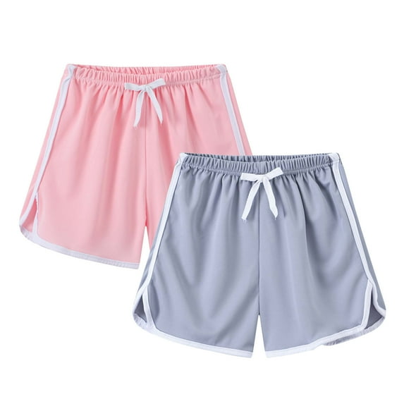 Odeerbi 3-11 Years Kids Boys Girls 2 PCS Athletic Dophin Shorts Sports Yoga Shorts Summer Casual Solid Color Beach Shorts