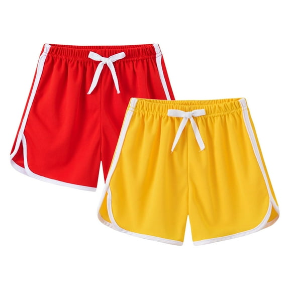 Odeerbi 3-11 Years Toddler Boys Girls 2 PCS Athletic Dophin Shorts Sports Yoga Shorts Summer Casual Solid Color Beach Shorts
