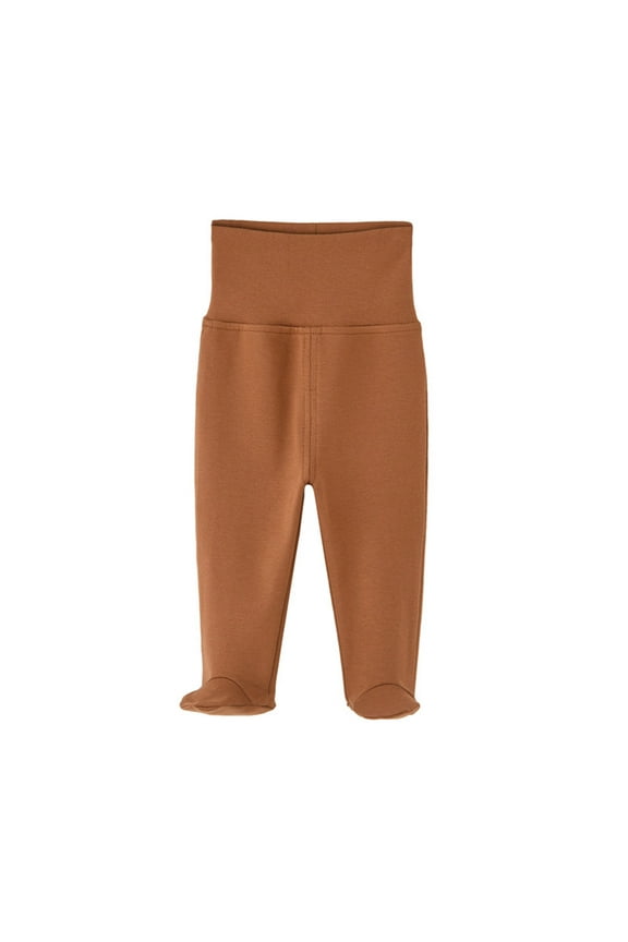3-12 Months Baby Boys Girls Cotton Footie Pajama Pants High Waisted Sleepwear Bottoms Comfortable Solid Color Sleepwear Casual Pants