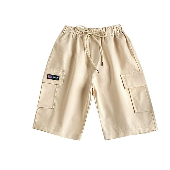 Odeerbi 3-12 Years Kids Boys Girls Cargo Shorts Summer Wide Leg Bermuda Shorts Cotton Athletic Sports Shorts Loose Casual Work Five Quarter Pants