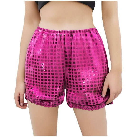 Odeerbi 3-12 Years Kids Boys Girls Metallic Sequin Sparkly Dance Shorts Sport Atletic Shorts Stage Performance Outfits Summer Solid Color Pants