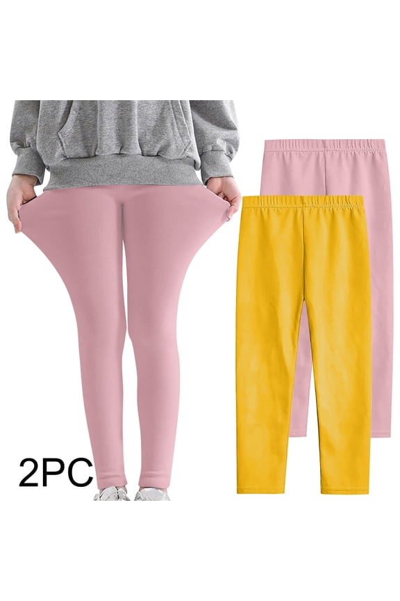 3-12 Years Kids Girls 2 PCS Leggings Stretchy Tights Lycra Compression Pants Comfortable Softness Breathable Pantyhose