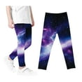 thumbnail image 1 of Odeerbi 3-12 Years Kids Girls Leggings Starry Sky Print Stretchy Tights Compression Pants Starlit High Waist Soft Pantyhose, 1 of 4