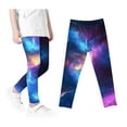 thumbnail image 1 of Odeerbi 3-12 Years Kids Girls Leggings Starry Sky Print Stretchy Tights Compression Pants Starlit High Waist Soft Pantyhose, 1 of 4