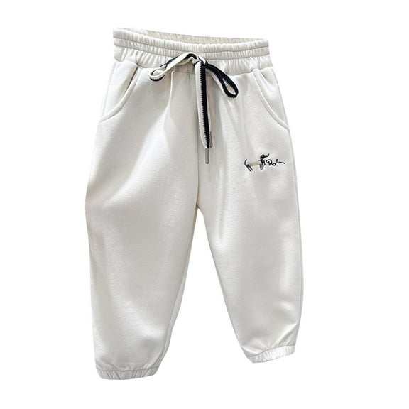 Odeerbi 3-12 Years Toddler Boys Cotton Sweatpants Workout Athletic Sports Jogger Pants Spring Casual Elastic Waistband Drawstring Joggers