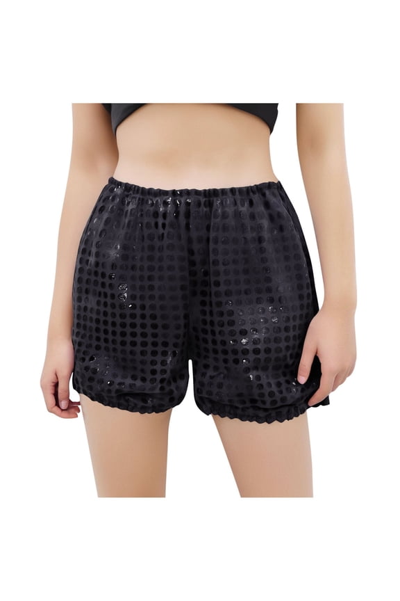 3-12 Years Toddler Boys Girls Metallic Sequin Sparkly Dance Shorts Sport Atletic Shorts Stage Performance Outfits Summer Solid Color Pants