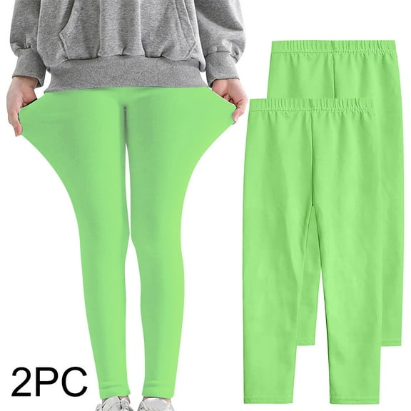 Odeerbi 3-12 Years Toddler Girls 2 PCS Leggings Stretchy Tights Lycra Compression Pants Comfortable Softness Breathable Pantyhose