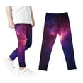 thumbnail image 1 of Odeerbi 3-12 Years Toddler Girls Leggings Starry Sky Print Stretchy Tights Compression Pants Starlit High Waist Soft Pantyhose, 1 of 4