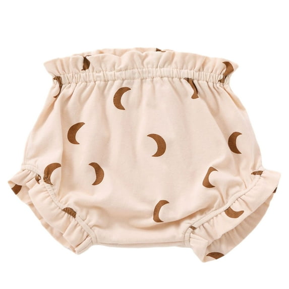 Odeerbi 3-12M Infant Boys Girls Cotton Bloomers Diaper Cover Pleated Waist Striped Shorts Children's Summer Print Underpants Lace Shorts Beige
