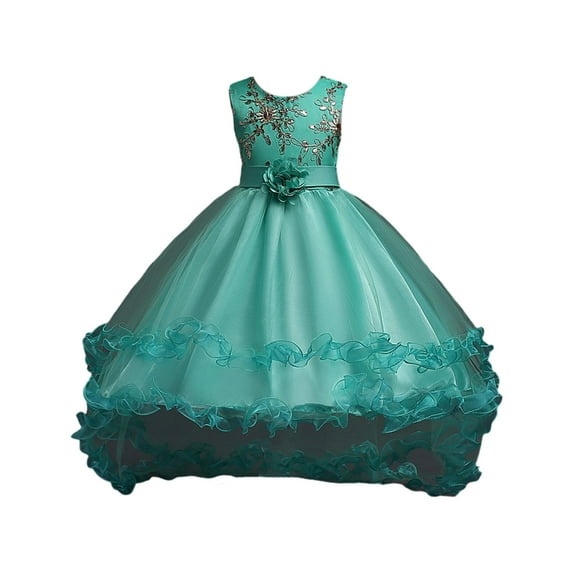 Odeerbi 3-12Y Toddler Girls Cute Dresses Small And Medium-sized Children's Party Dresses Skirt Performance Outfit Puffy Princess Skirt Baby Clothes Green