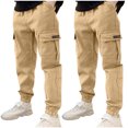 thumbnail image 1 of Odeerbi 3-14 Years Kids Boys 2 PCS Cargo Pants Slim Athletic Sports Jogger Pants Outwear Casual Work Pants with Pocket, 1 of 7