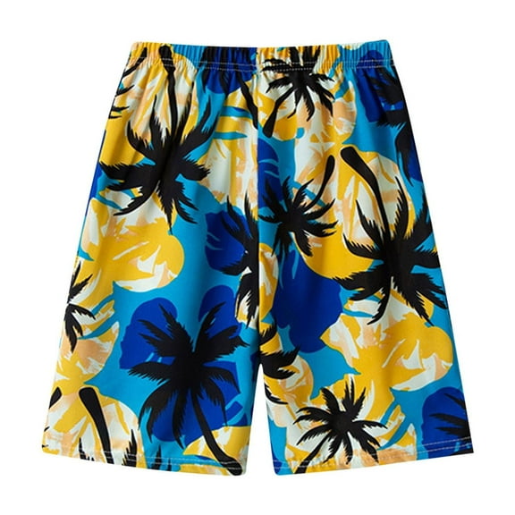 Odeerbi 3-14 Years Kids Boys Girls Summer Shorts Hawaiian Tropical Print Quick Dry Swim Trunks Beach Board Shorts Casual Adjustable Waist Sports Swim Shorts