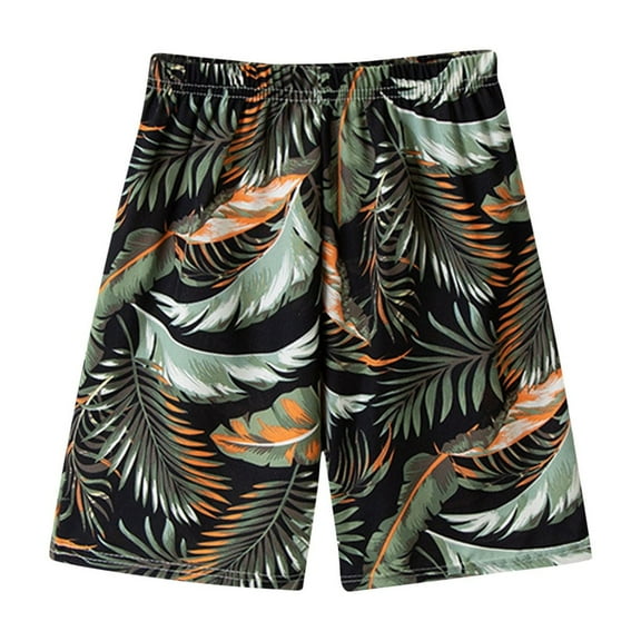 Odeerbi 3-14 Years Kids Boys Girls Summer Shorts Hawaiian Tropical Print Quick Dry Swim Trunks Beach Board Shorts Casual Adjustable Waist Sports Swim Shorts