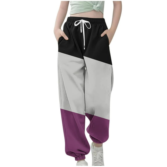 Odeerbi 3-14 Years Kids Boys Girls Sweatpants Color Block Workout Athletic Sports Jogger Pants Elastic Waist Drawstring Joggers with Pocket