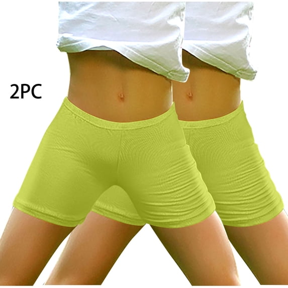 Odeerbi 3-14 Years Kids Girls 2 PCS Cotton Bike Shorts Summer Safety Under Dress Slip Shorts Lace Yoga Dance Shorts Solid Color Elastic Waist Short