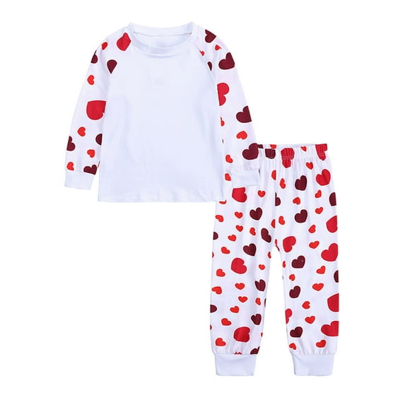 Odeerbi 3-14 Years Kids Girls Valentines Day Outfits Love Print Cotton Long Sleeve Raglan Shirts Pants Two-piece Set Casual Loungewear Kids Girls Clothes