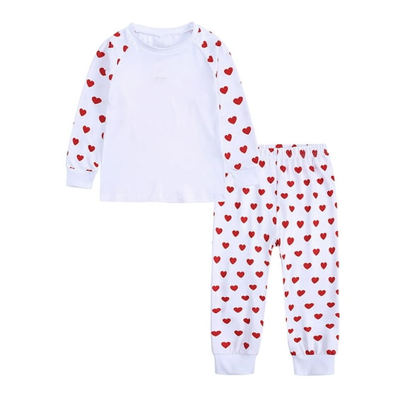 Odeerbi 3-14 Years Kids Girls Valentines Day Outfits Love Print Cotton Long Sleeve Raglan Shirts Pants Two-piece Set Casual Loungewear Kids Girls Clothes