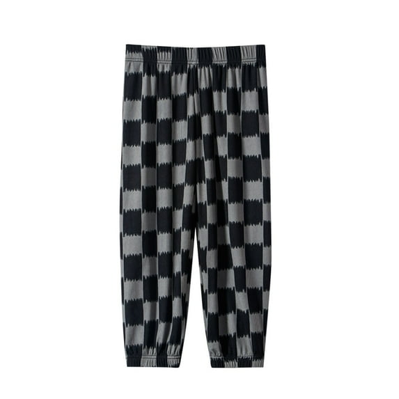 Odeerbi 3-14 Years Teen Boys Girls Plaid Cotton Pajama Pants Summer Cute Breathable Casual Pants