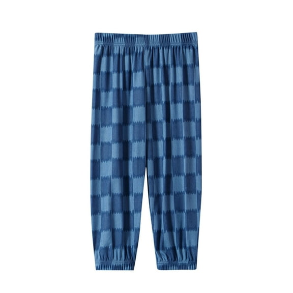 Odeerbi 3-14 Years Teen Boys Girls Plaid Cotton Pajama Pants Summer Cute Breathable Casual Pants