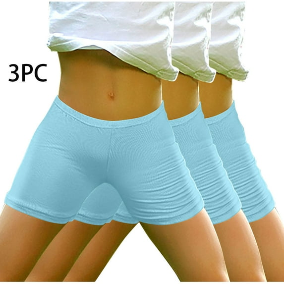 Odeerbi 3-14 Years Teen Girls 3 PCS Cotton Bike Shorts Summer Safety Under Dress Slip Shorts Lace Yoga Dance Shorts Solid Color Elastic Waist Short