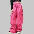 thumbnail image 1 of Odeerbi 3-14 Years Teen Girls Cargo Pants Athletic Sports Wide Leg Pants Spring Solid Color Loose Work Pants with Multiple Pockets, 1 of 7