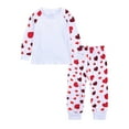 thumbnail image 1 of Odeerbi 3-14 Years Toddler Girls Valentines Day Outfits Love Print Cotton Long Sleeve Raglan Shirts Pants Two-piece Set Casual Loungewear Toddler Girls Clothes, 1 of 9
