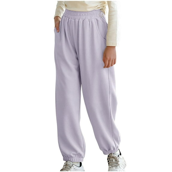 Odeerbi 3-15 Years Kids Boys Girls Sweatpants Workout Athletic Sports Jogger Pants Solid Color Casual Comfortable Joggers