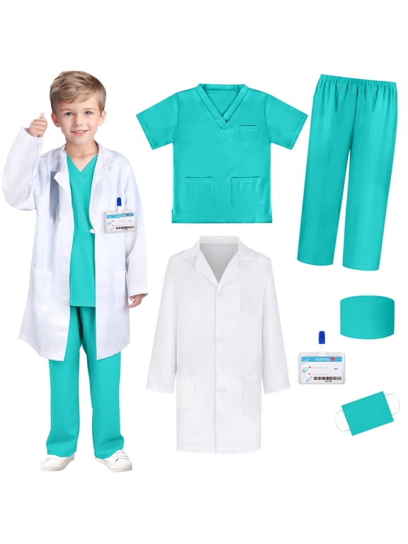 Boys Girls Scrubs Set Children's 100 Days of School Dress Up Nurse Uniform Set