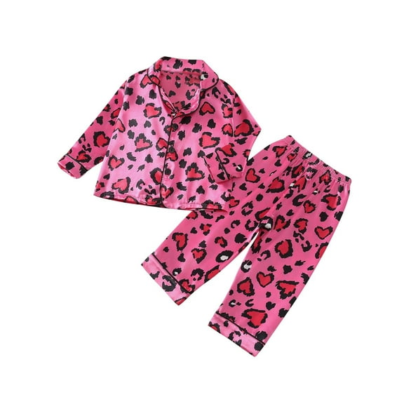 Odeerbi 3-18 Months Infant Boys Girls Satin Pajamas Notched Lapel Long Sleeve Shirt Pants Set Soft Loungewear Cute Print Sleepwear Comfortable Pajama Set Infant Boys Girls Clothes