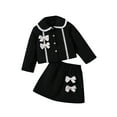 thumbnail image 1 of Odeerbi 3-7 Years Toddler Girls Cotton Outfits Peter Pan Collar Long Sleeve Jacket with A-Line Skirt Two-piece Set Casual Skirt Set Toddler Girls Clothes, 1 of 8