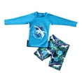 thumbnail image 1 of Odeerbi 3-8 Years Kids Boys Long Sleeve Rash Guard Swimsuits Two Pieces Athletic Training Swimsuit Surfing Swimwear Dinosaur Printed Sunscreen Bathing Suit with Swim Trunks Set, 1 of 9