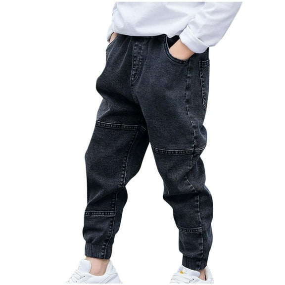 Odeerbi 3-8 Years Kids Boys Slim Jeans Cute Denim Pants Handsome Loose Casual Outerwear Cowboy Pants