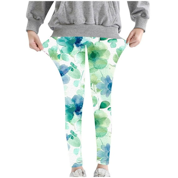 Odeerbi 3-8 Years Kids Girls Floral Leggings Stretchy Tights Compression Pants Soft Comfortable Ankle Length Pantyhose