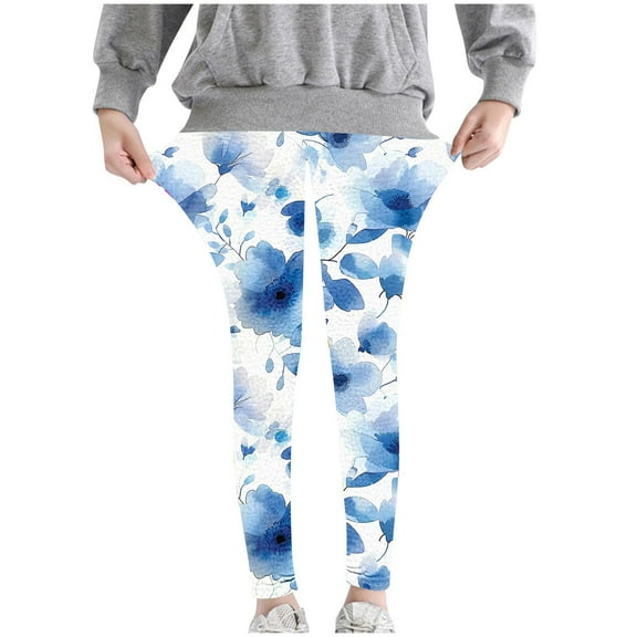 Odeerbi 3-8 Years Kids Girls Floral Leggings Stretchy Tights Compression Pants Soft Comfortable Ankle Length Pantyhose