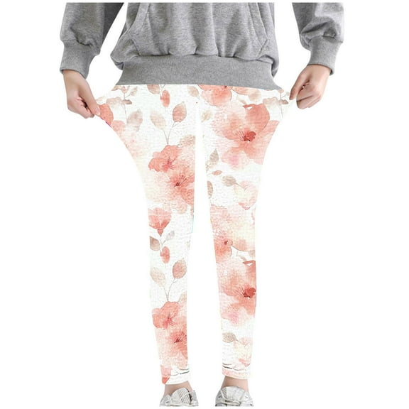 Odeerbi 3-8 Years Kids Girls Floral Leggings Stretchy Tights Compression Pants Soft Comfortable Ankle Length Pantyhose