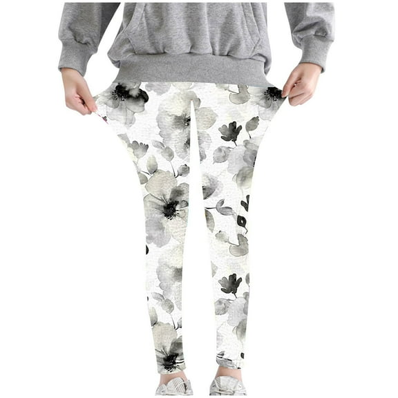 Odeerbi 3-8 Years Kids Girls Floral Leggings Stretchy Tights Compression Pants Soft Comfortable Ankle Length Pantyhose