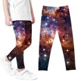 thumbnail image 1 of Odeerbi 3-8 Years Kids Girls Leggings Starry Sky Print Stretchy Tights Compression Pants Summer Starlit High Waist Soft Pantyhose, 1 of 5