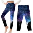 thumbnail image 1 of Odeerbi 3-8 Years Kids Girls Leggings Starry Sky Print Stretchy Tights Compression Pants Summer Starlit High Waist Soft Pantyhose, 1 of 5