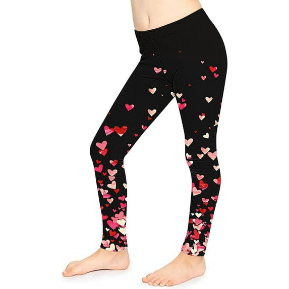 Odeerbi 3-8 Years Kids Girls Leggings Valentine's Day Stretchy Tights Compression Pants Summer High Waist Soft Pantyhose
