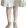 thumbnail image 1 of Odeerbi 3-8 Years Kids Girls Rib Knit Leggings Ruffle Stretchy Tights Compression Pants Winter Elastic Warm Pantyhose Bottom Socks Pants, 1 of 7