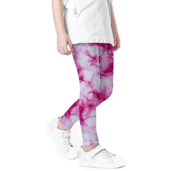 Odeerbi 3-8 Years Kids Girls Tie-Dye Leggings Stretchy Tights Compression Pants Summer High Waist Soft Pantyhose