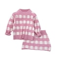 thumbnail image 1 of Odeerbi 3-8 Years Kids Girls Winter Outfits Plaid Long Sleeve Sweater with Bodycon Skirt Two-piece Set Bow Tie Knitted Short Skirt Set Kids Girls Clothes, 1 of 5