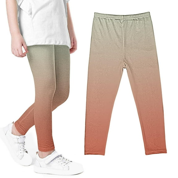 Odeerbi 3-8 Years Toddler Girls Gradient Leggings Stretchy Tights Compression Pants Summer High Waist Soft Pantyhose