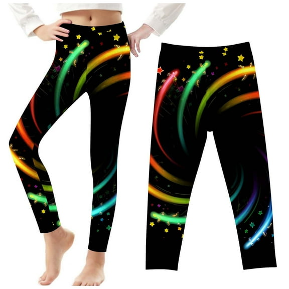 Odeerbi 3-8 Years Toddler Girls Leggings Starry Sky Print Stretchy Tights Compression Pants Summer Starlit High Waist Soft Pantyhose